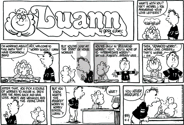Luann on Sunday October 4, 1987 Comic Strip