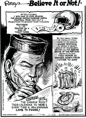 Ripley's Believe It or Not on Tuesday November 23, 2004 Comic Strip