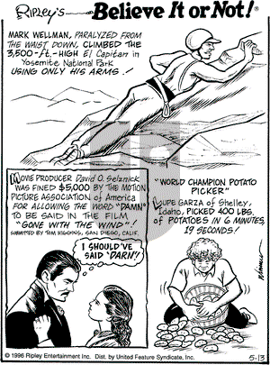 Ripley's Believe It or Not on Monday May 13, 1996 Comic Strip