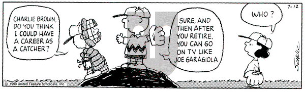 Peanuts on Thursday July 12, 1990 Comic Strip