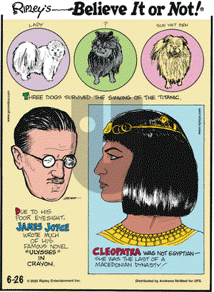 Ripley's Believe It or Not on Friday June 26, 2020 Comic Strip