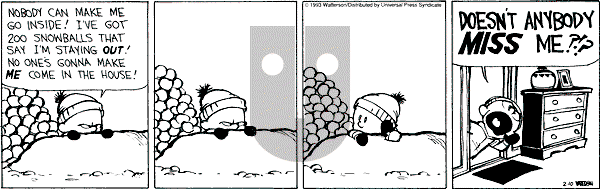 Calvin and Hobbes - Wednesday February 10, 1993 Comic Strip
