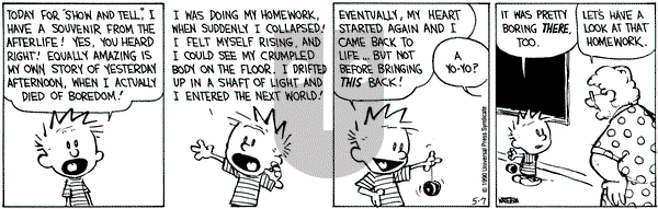 Calvin and Hobbes on Monday May 7, 1990 Comic Strip