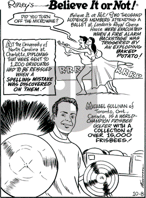 Ripley's Believe It or Not on Monday October 8, 2001 Comic Strip