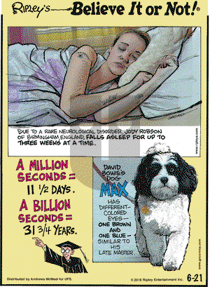 Ripley's Believe It or Not on Thursday June 21, 2018 Comic Strip