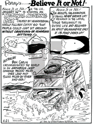 Ripley's Believe It or Not on Friday April 21, 2000 Comic Strip