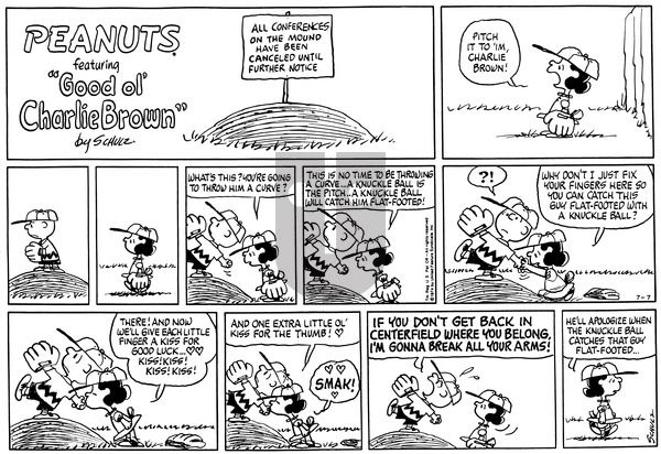 Peanuts on Sunday July 7, 1974 Comic Strip