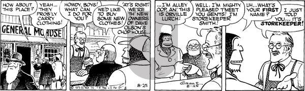 Alley Oop on Monday August 25, 1975 Comic Strip