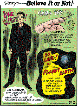 Ripley's Believe It or Not on Tuesday July 12, 2016 Comic Strip