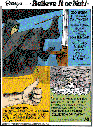 Ripley's Believe It or Not on Monday July 9, 2012 Comic Strip