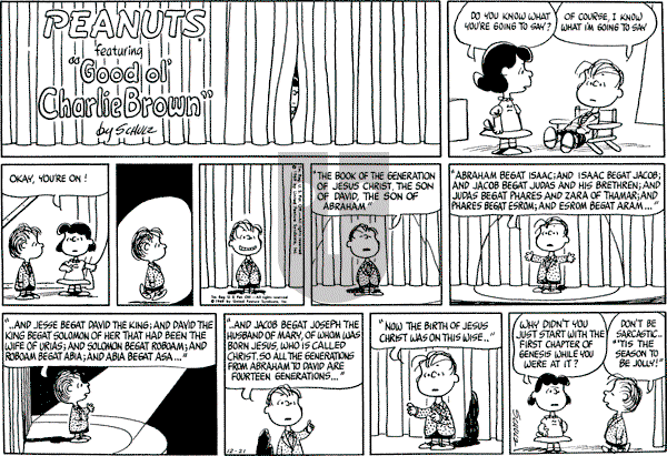 Peanuts - Sunday December 21, 1969 Comic Strip