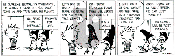 Calvin and Hobbes on Friday October 13, 1995 Comic Strip
