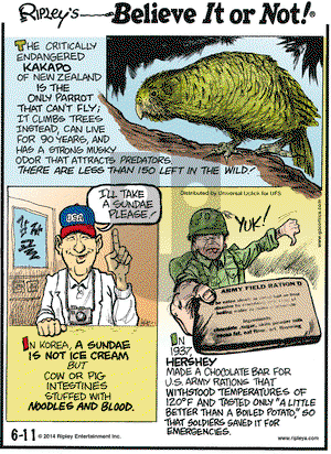 Ripley's Believe It or Not on Wednesday June 11, 2014 Comic Strip