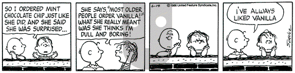 Peanuts on Saturday June 14, 1986 Comic Strip