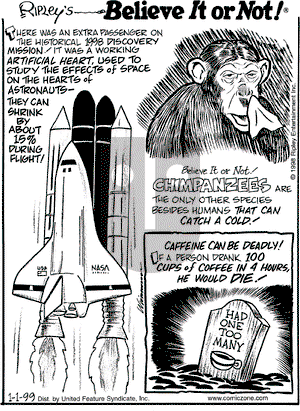 Ripley's Believe It or Not on Friday January 1, 1999 Comic Strip