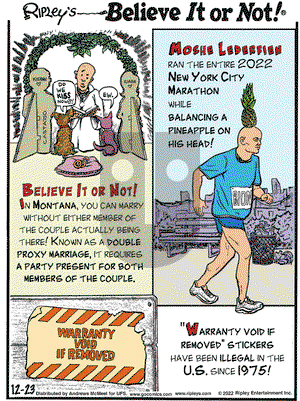 Ripley's Believe It or Not - Friday December 23, 2022 Comic Strip
