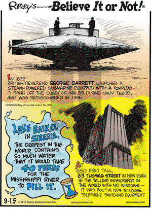 Ripley's Believe It or Not on Monday September 15, 2014 Comic Strip