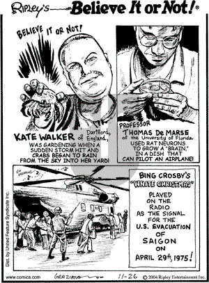 Ripley's Believe It or Not on Friday November 26, 2004 Comic Strip