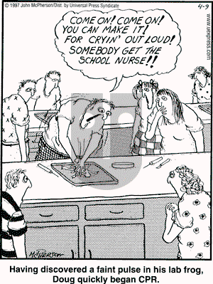 Close to Home - Wednesday April 9, 1997 Comic Strip