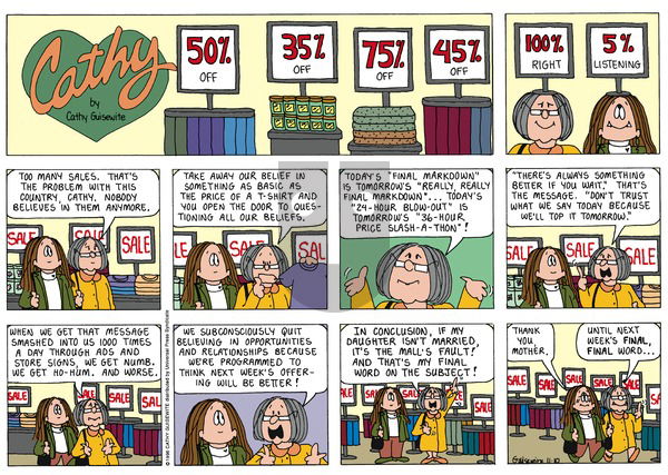 Cathy Classics on Thursday August 14, 1997 Comic Strip