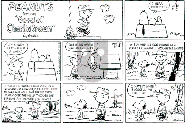 Peanuts - Sunday December 14, 1986 Comic Strip