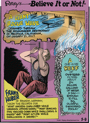 Ripley's Believe It or Not on Thursday March 9, 2017 Comic Strip
