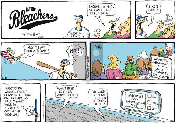 In the Bleachers on Sunday June 21, 1998 Comic Strip
