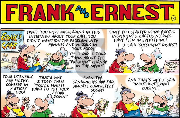 Frank and Ernest on Sunday September 14, 2014 Comic Strip