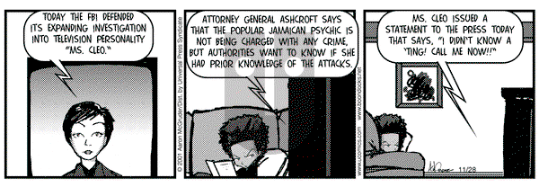 The Boondocks on Wednesday November 28, 2001 Comic Strip