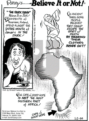 Ripley's Believe It or Not on Saturday January 2, 1999 Comic Strip