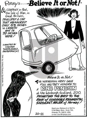 Ripley's Believe It or Not on Thursday October 11, 2001 Comic Strip