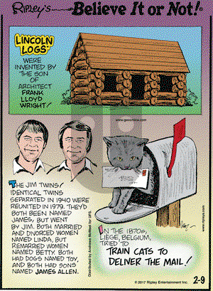 Ripley's Believe It or Not on Thursday February 9, 2017 Comic Strip