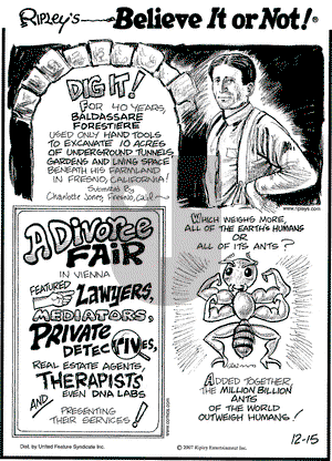 Ripley's Believe It or Not on Saturday December 15, 2007 Comic Strip