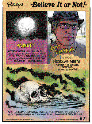 Ripley's Believe It or Not on Friday September 21, 2018 Comic Strip