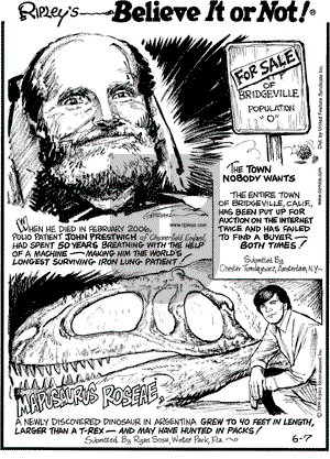 Ripley's Believe It or Not on Wednesday June 7, 2006 Comic Strip