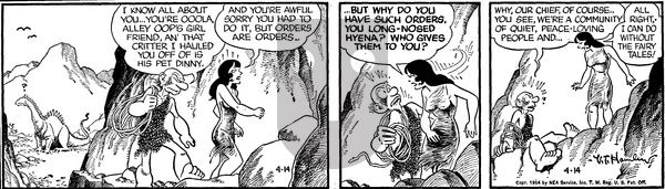Alley Oop on Wednesday April 14, 1954 Comic Strip