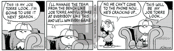 Peanuts on Monday December 27, 1999 Comic Strip