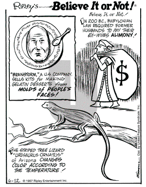 Ripley's Believe It or Not on Thursday June 12, 1997 Comic Strip