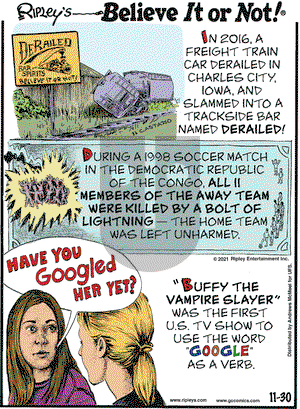 Ripley's Believe It or Not - Tuesday November 30, 2021 Comic Strip