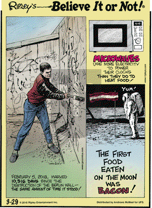 Ripley's Believe It or Not on Thursday March 29, 2018 Comic Strip