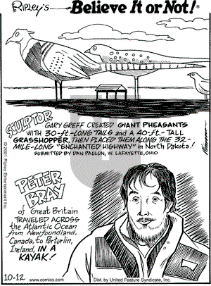 Ripley's Believe It or Not on Friday October 12, 2001 Comic Strip