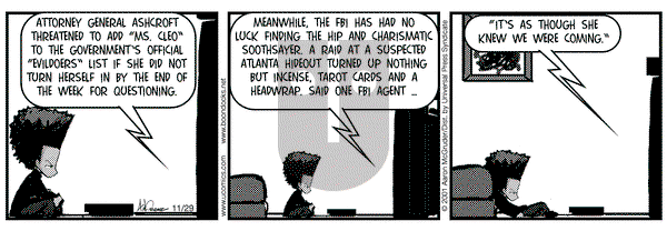 The Boondocks on Thursday November 29, 2001 Comic Strip