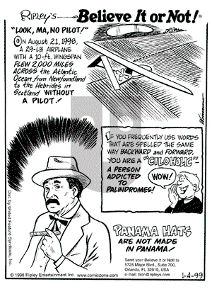 Ripley's Believe It or Not on Monday January 4, 1999 Comic Strip