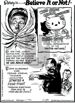 Ripley's Believe It or Not - Monday November 29, 2004 Comic Strip