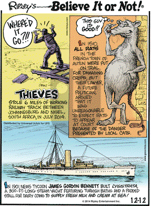 Ripley's Believe It or Not on Friday December 12, 2014 Comic Strip