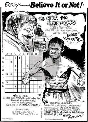 Ripley's Believe It or Not on Monday December 17, 2007 Comic Strip