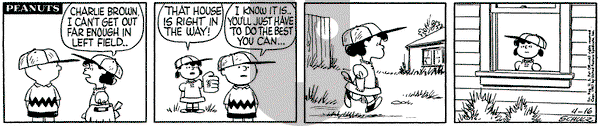 Peanuts on Tuesday April 16, 1957 Comic Strip
