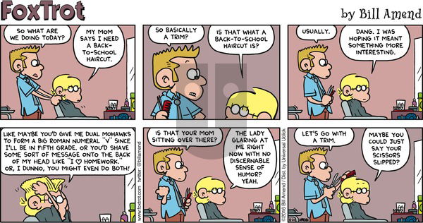 FoxTrot on Sunday August 21, 2016 Comic Strip