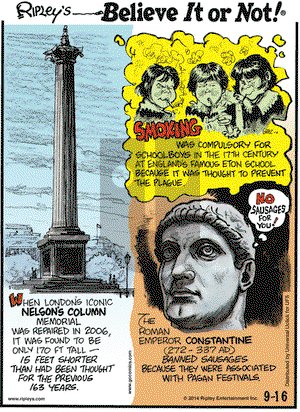 Ripley's Believe It or Not - Tuesday September 16, 2014 Comic Strip