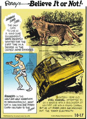 Ripley's Believe It or Not on Monday October 17, 2016 Comic Strip